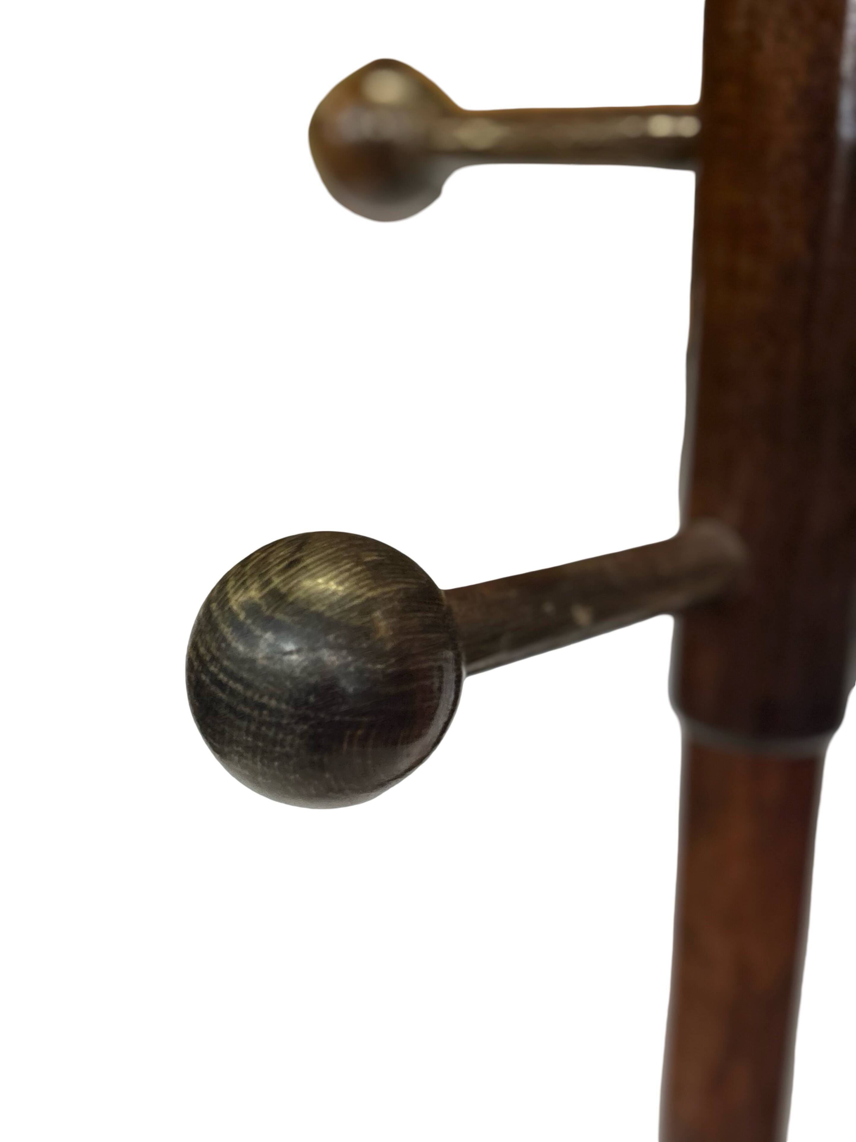 Vintage Wooden Sputnik Design Freestanding Coat Rack, 1970s, Brown