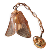 Suspension vintage en verre ambré et laiton