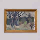 Mid Century Swedish Oil on Panel – “Abstract Woodland” by Bengt Crantz