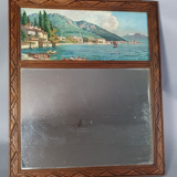 Mirror in frame art deco carved wood waxed 58x46 cm sb