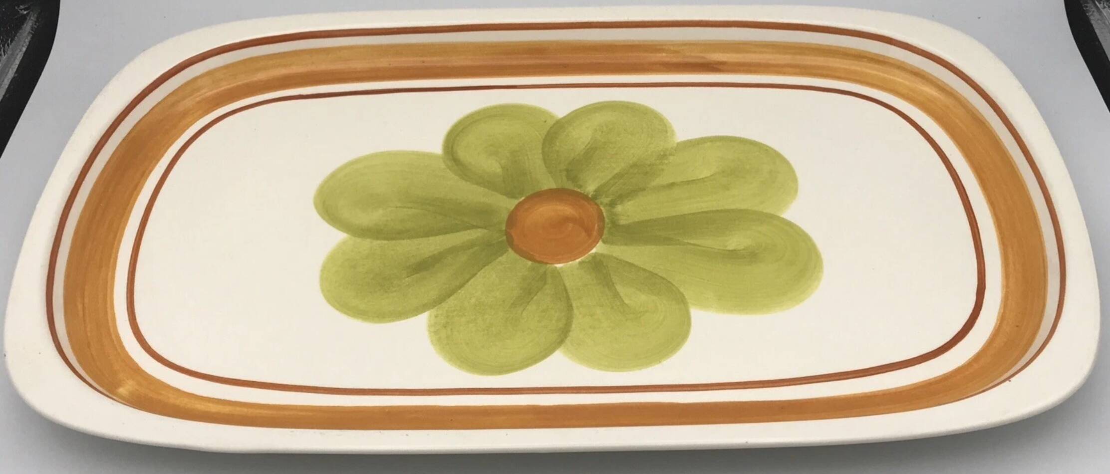 Vintage rectangular earthenware dish, Monaco model by SALINS