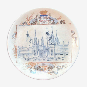 Assiette lentille Sarreguemines exposition universelle 1900 céramique verrerie