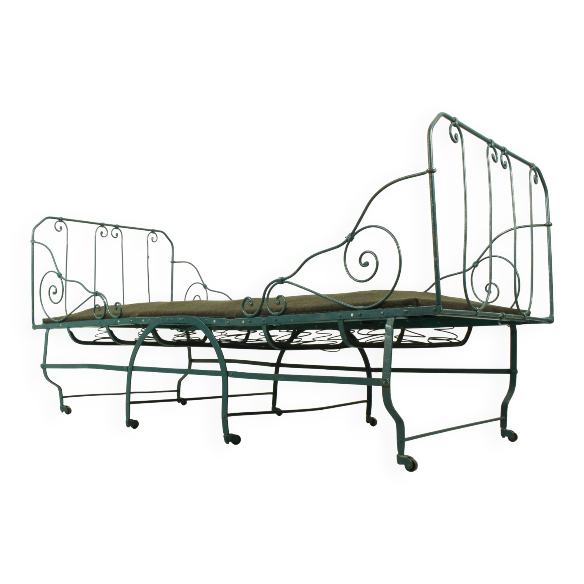 Foldable metal daybed with new webbing and upholstery
