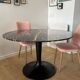 Round table AMPM in black/brown marble + Tulip base _ Diameter 120 cm