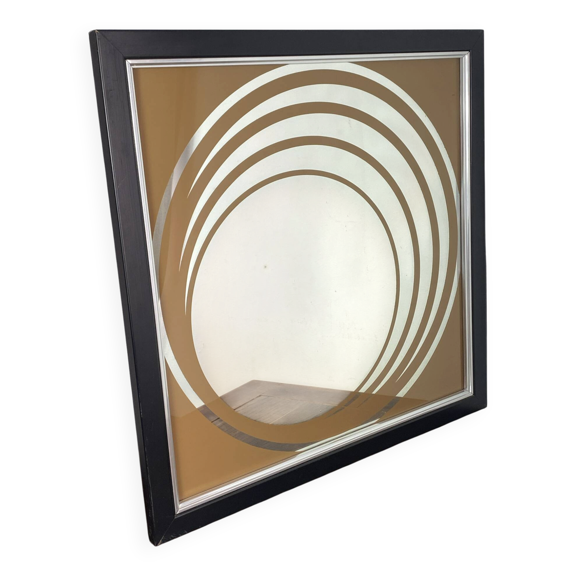 Grand miroir  Op Art, années 70,  Made in England