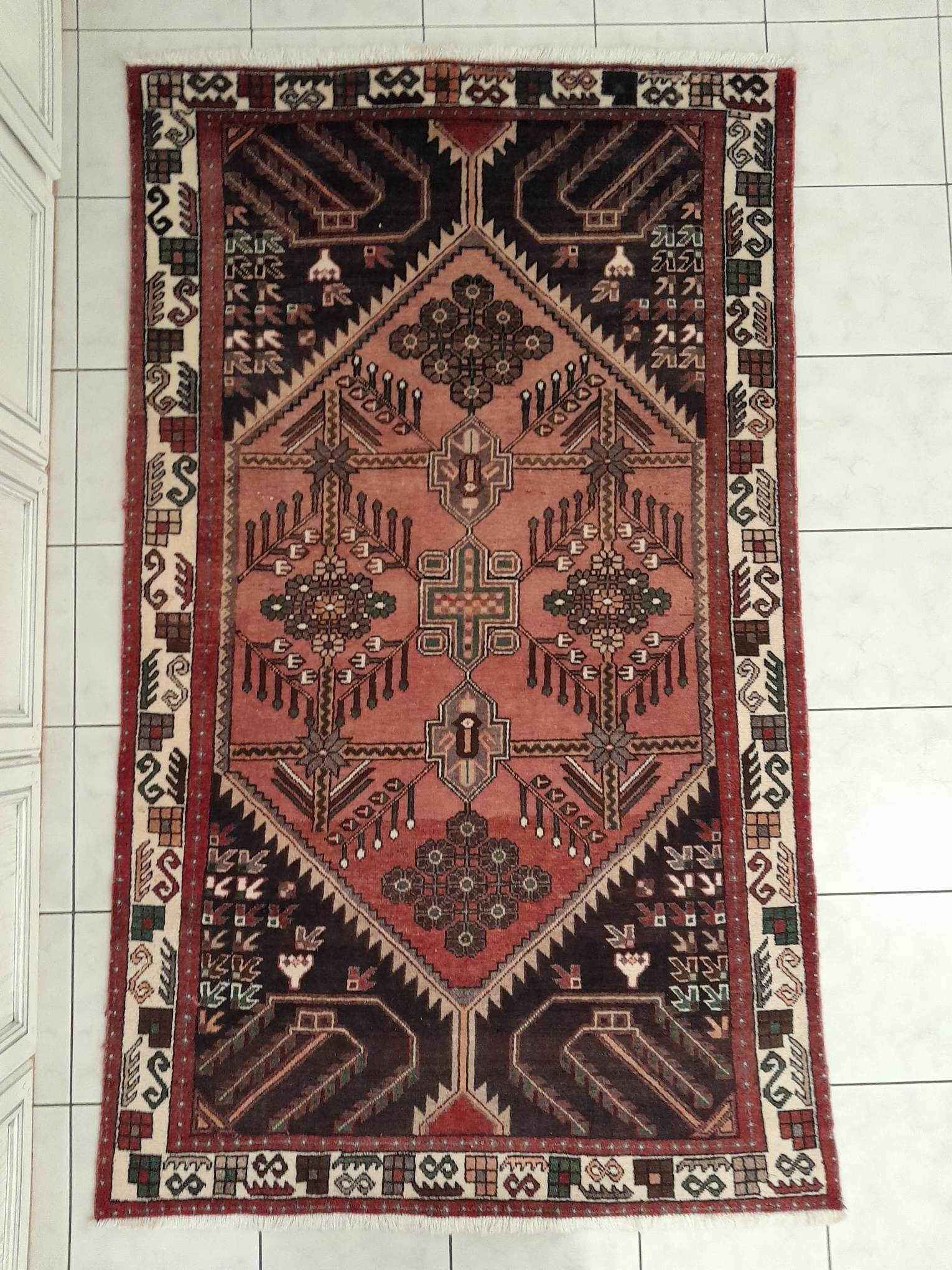 Handmade Persian Hamadan rug 215x130cm