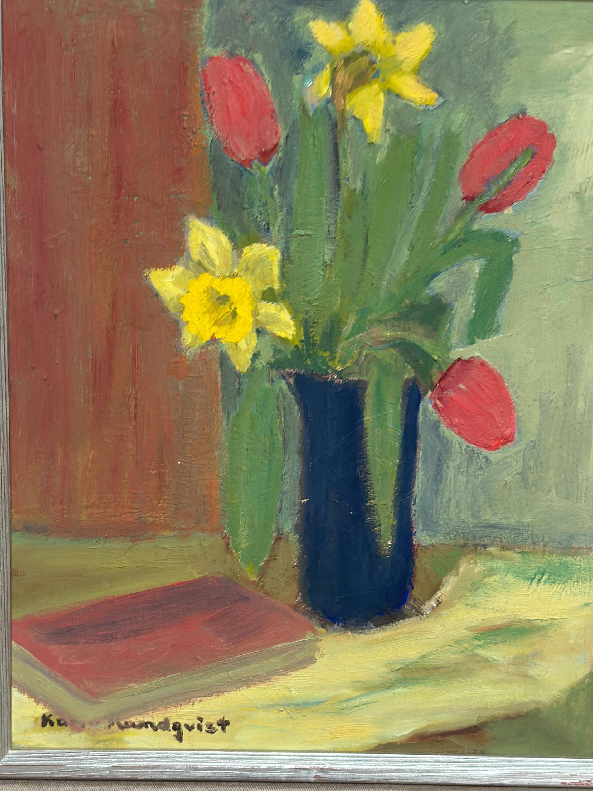Original Swedish Oil On Panel – “Spring Bouquet” By K Lundquist – Vintage & Framed