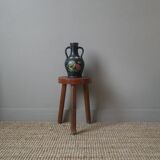 Handmade pottery vase with handles, handcrafted ceramics, antique countryside, floral decor