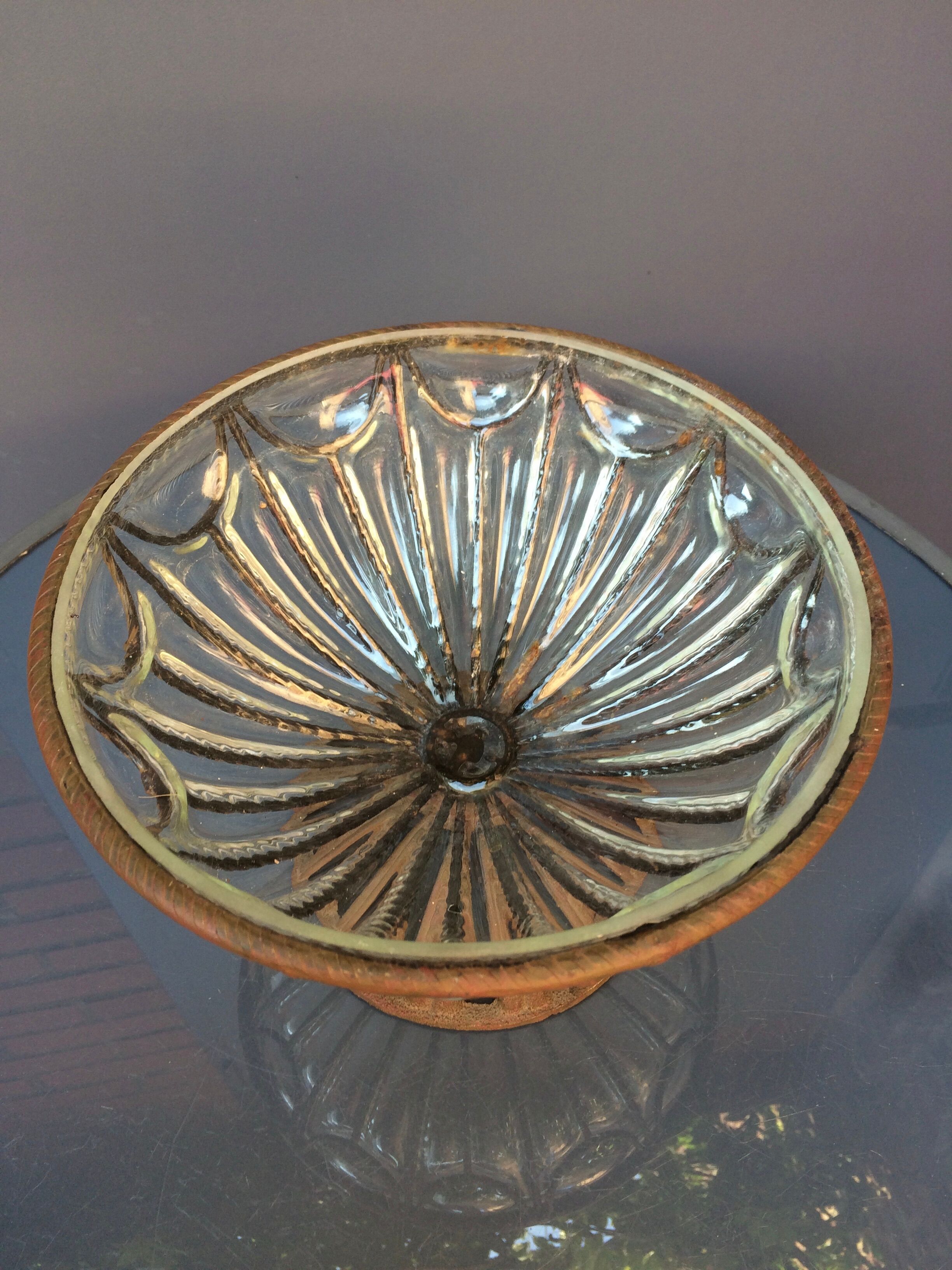 Vasque en fer forgé et verre soufflé