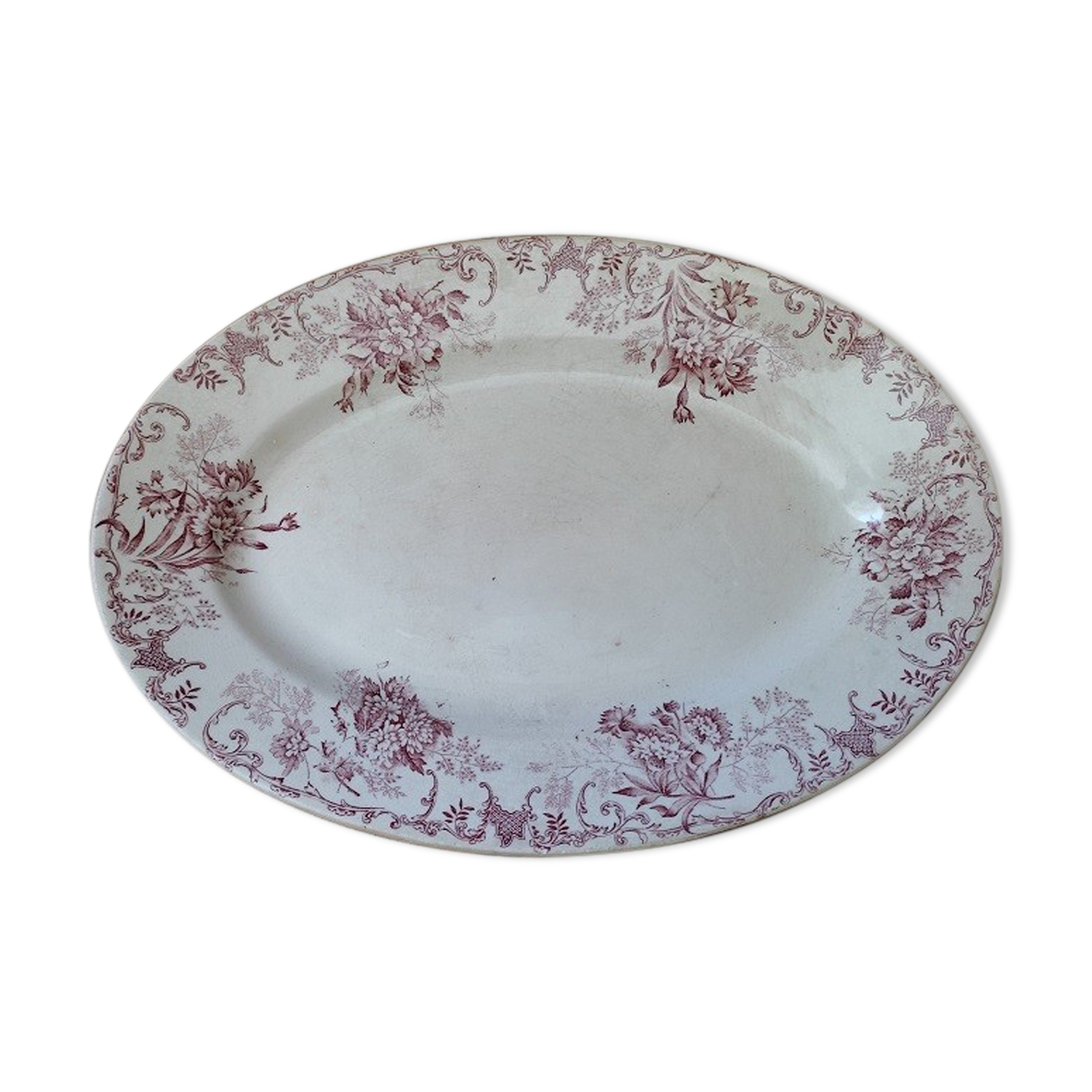 Oval porcelain dish earth of iron decoration Floreal dp 08822131