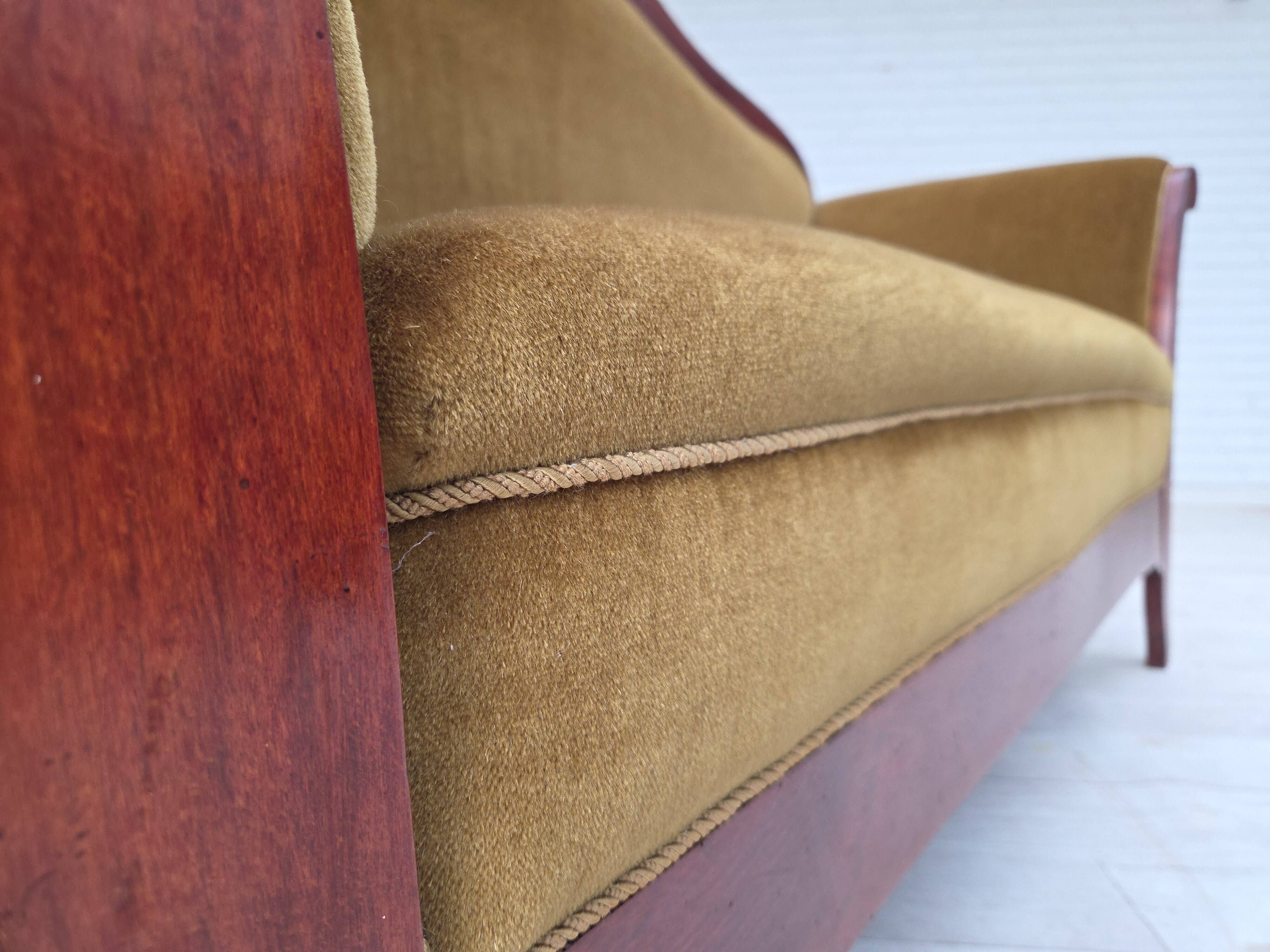 1950s, Danish 2-seater sofa in Biedermeier style, furniture velour.