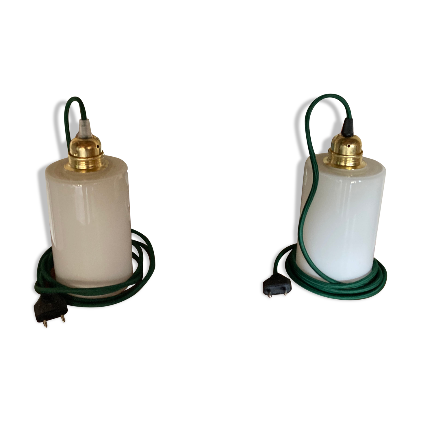 Pair of opaline lamps