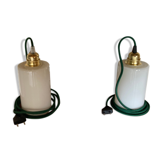 Pair of opaline lamps