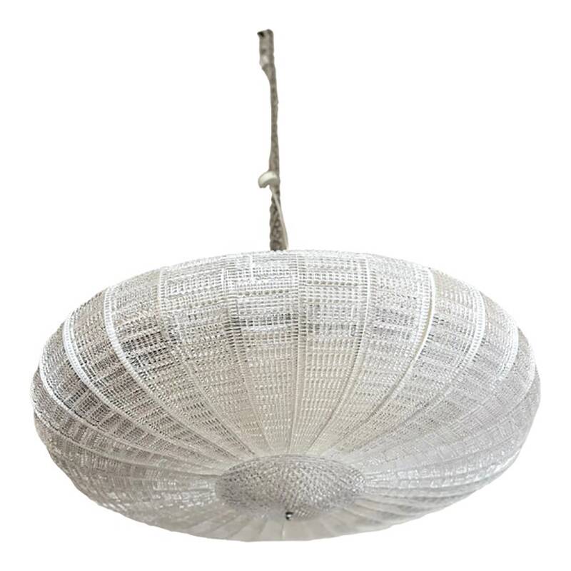 Suspension contemporaine en verre de Murano transparent et rayé dans le style Venini
