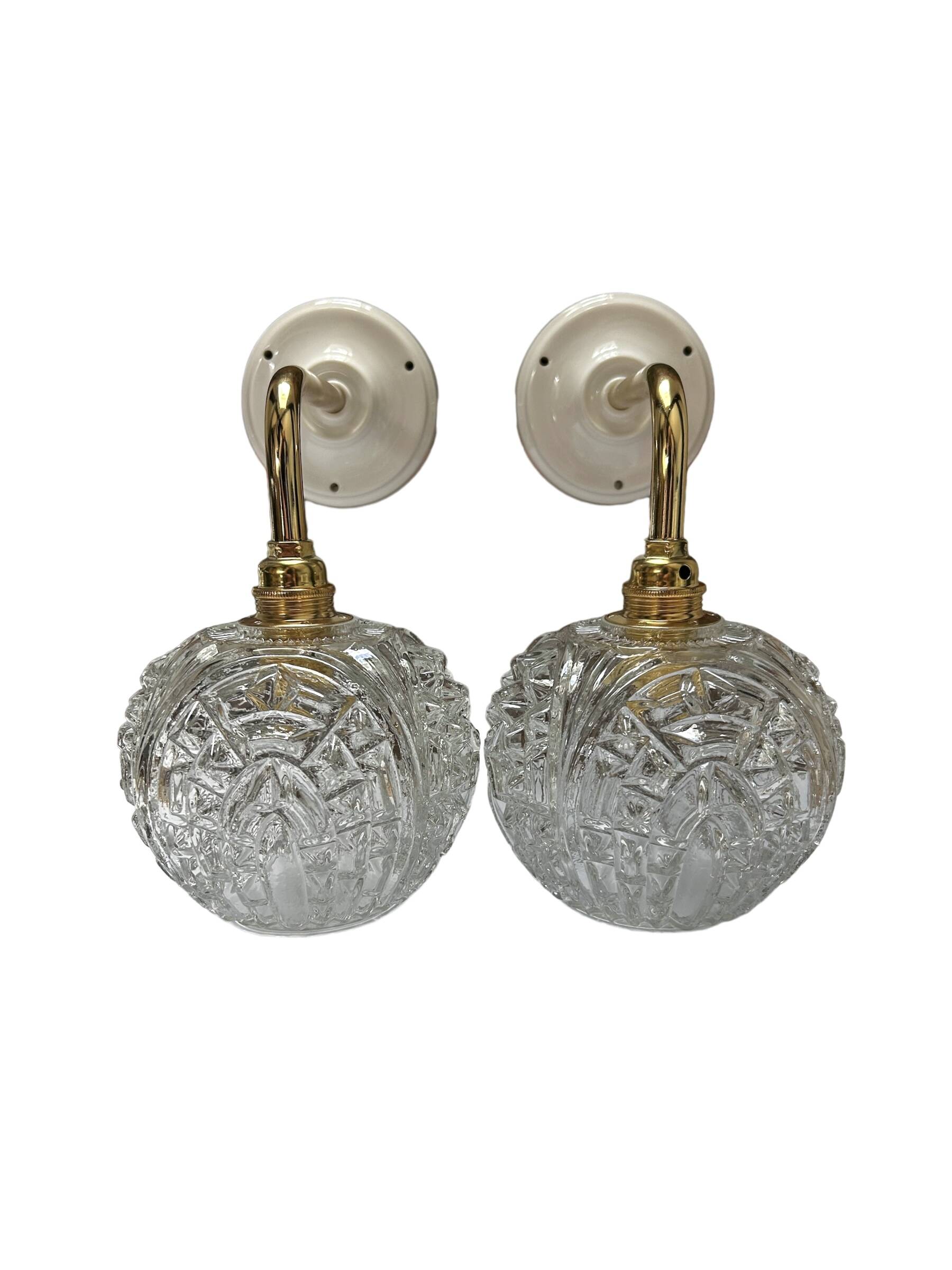 Pair of vintage globe wall lights