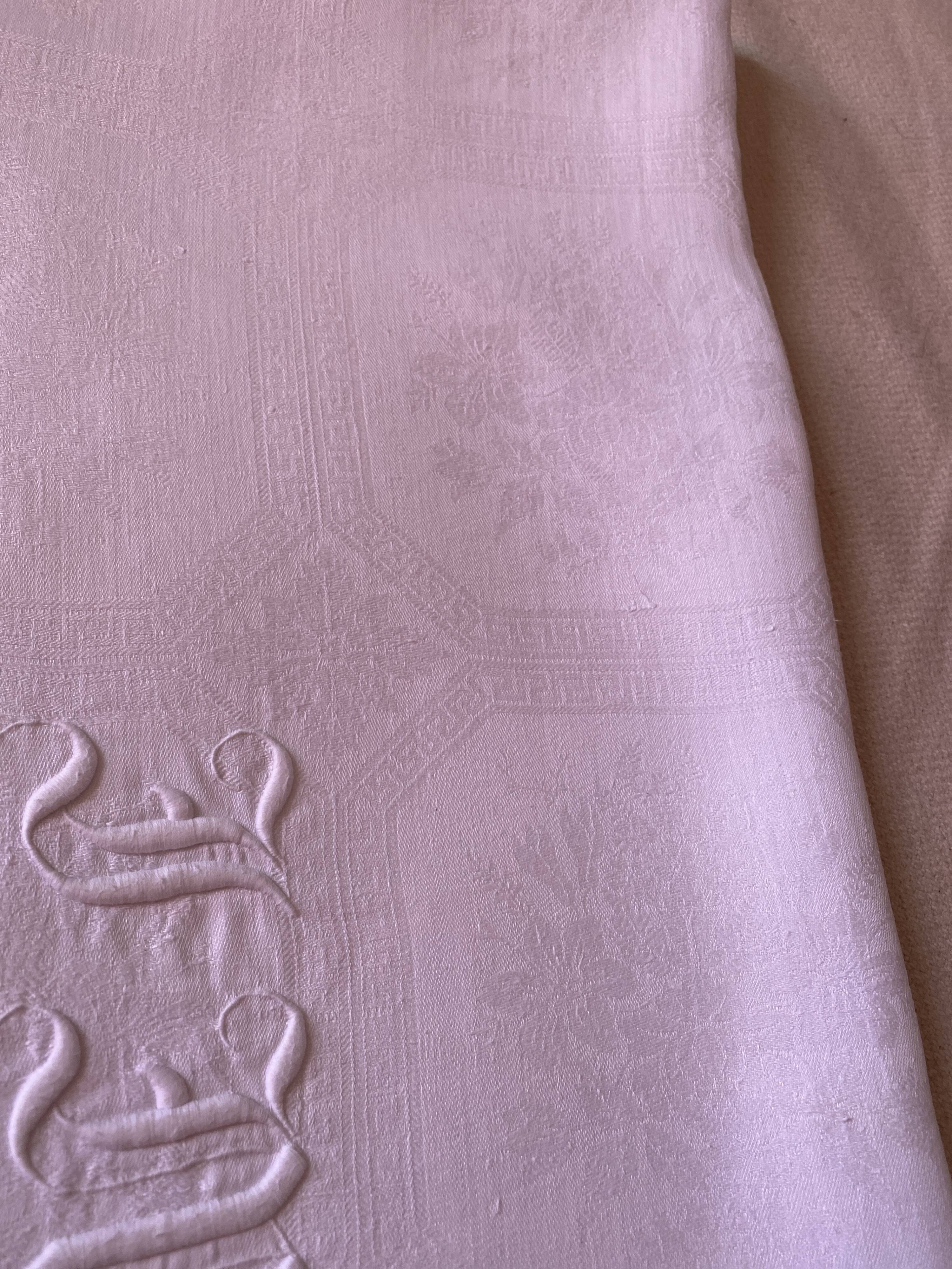 JM monoogram reception tablecloth