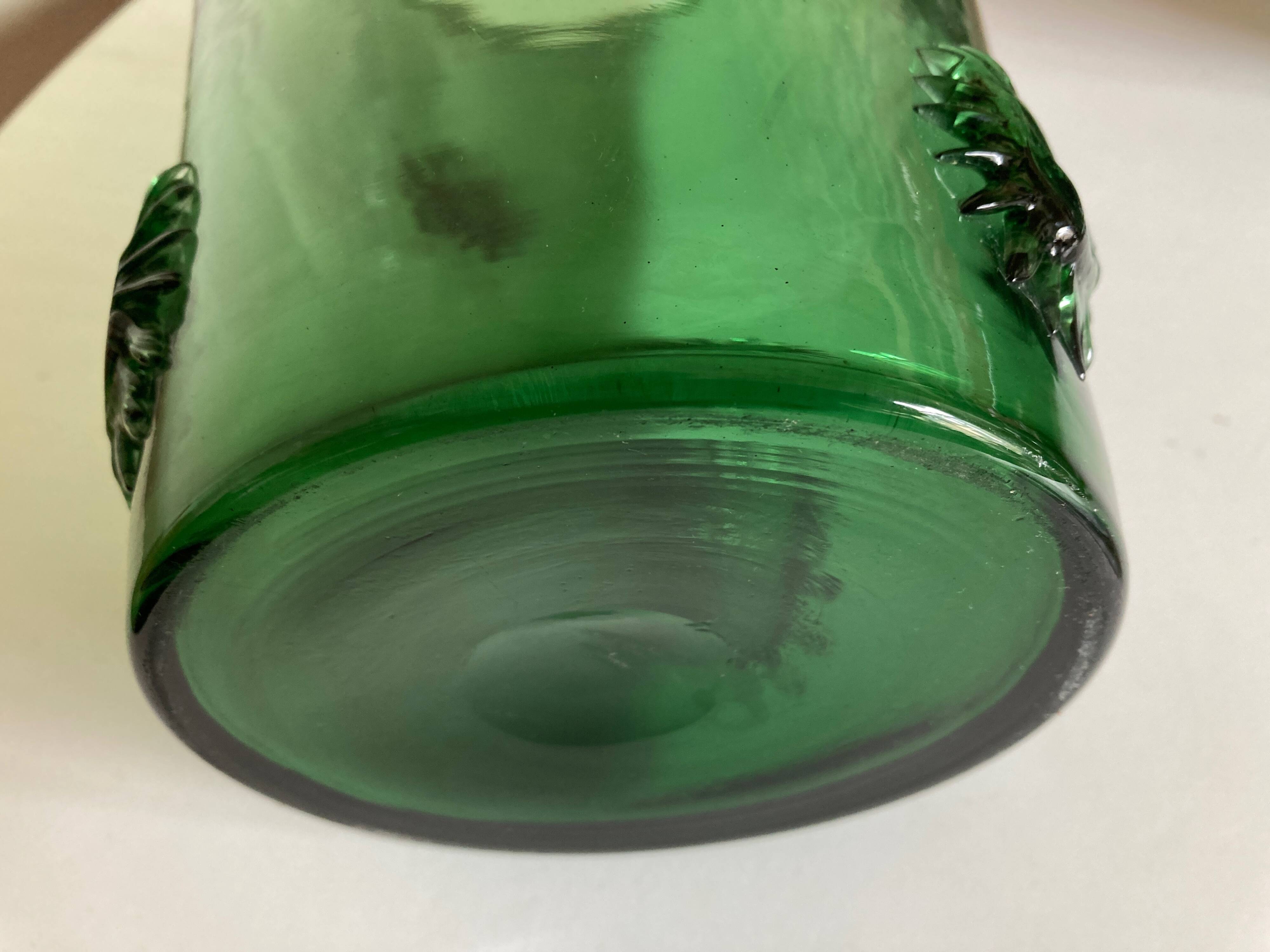 Xxl vase in sun-blown glass italian work empoli 1960