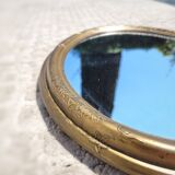 Oval mirror in gilded brass, Belle Époque style