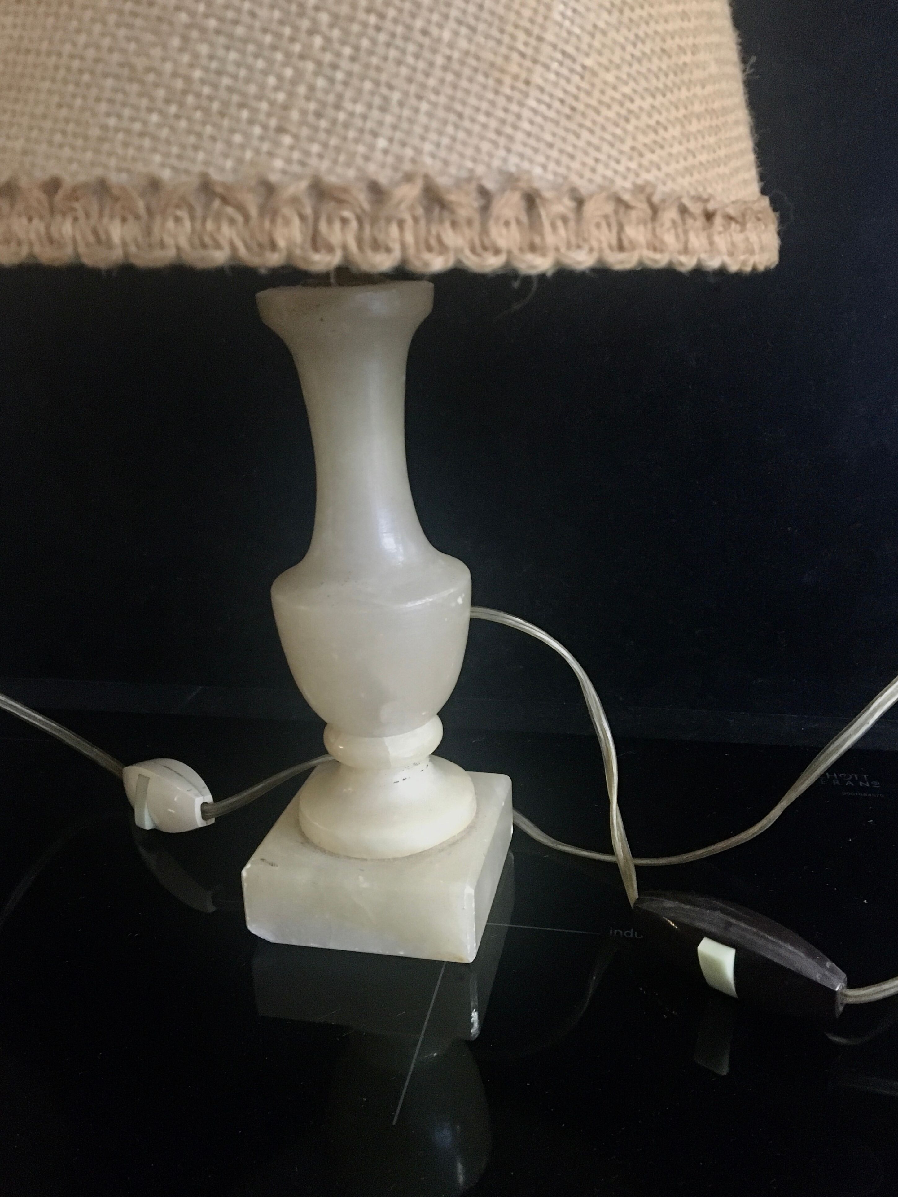 Pair of Vintage Alabaster Lamp with Lampshade