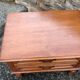 Two-drawer bedside table in oak veneer / 60s-70s