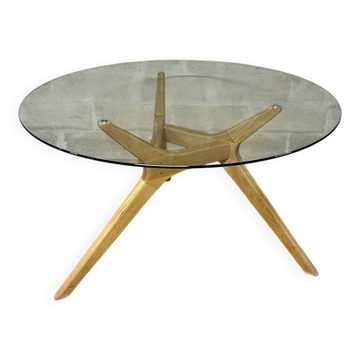 Wood and glass table AMPM 130 cm
