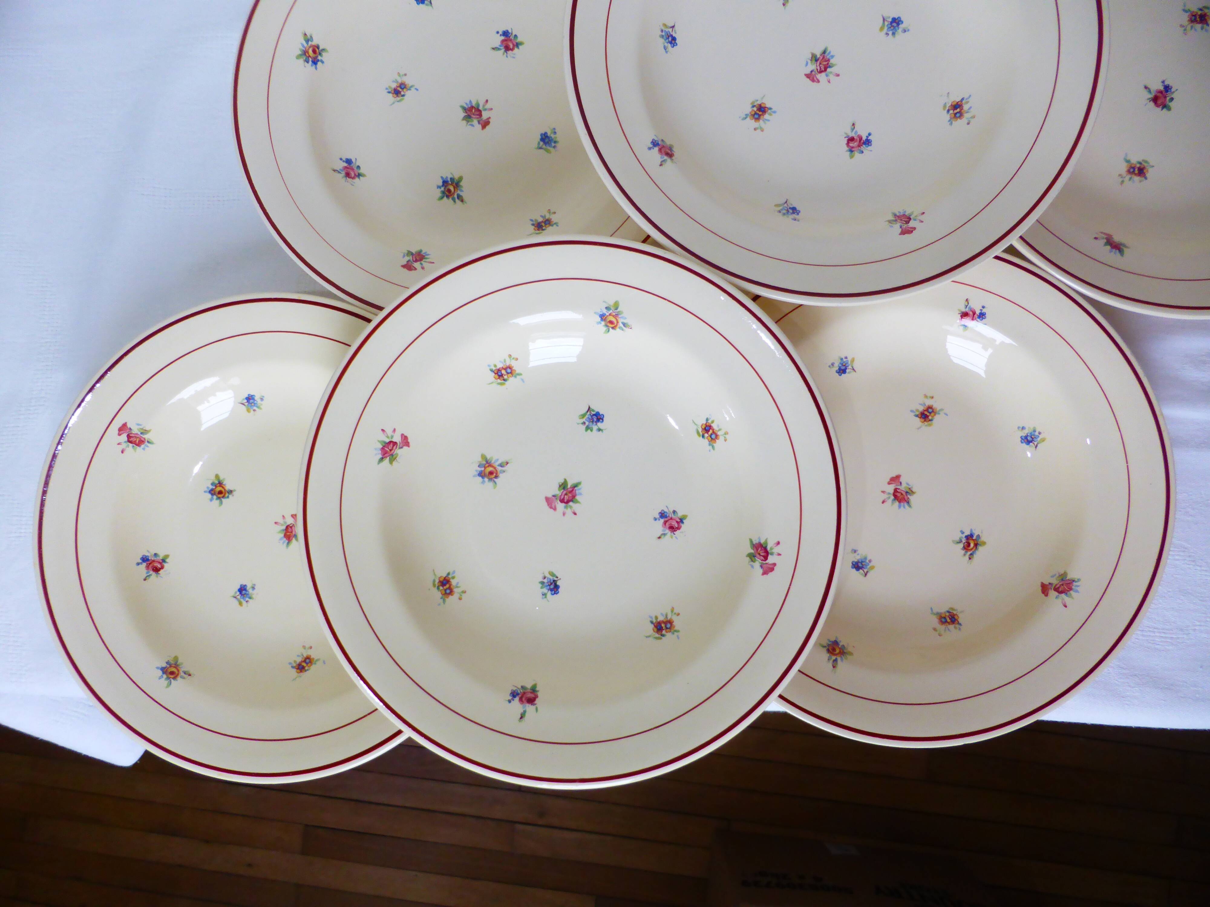 Set de 6 assiettes creuses vintage en porcelaine des Salins 2103127