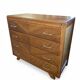 Vintage oak chest of drawers with herringbone patterns from the 1960s.