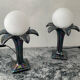 Pair of palm tree lamps in Italian ceramic from the 1970s.