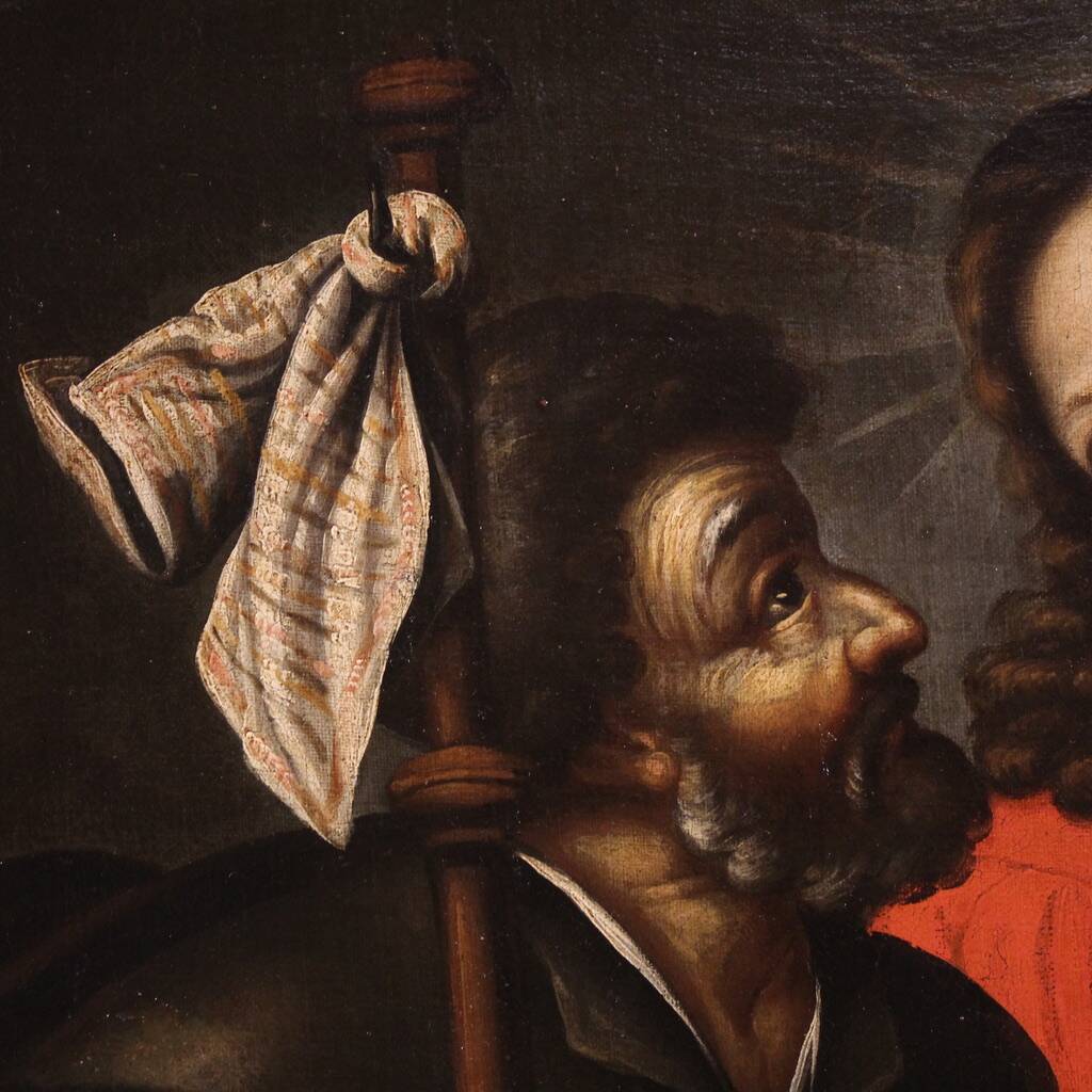 Peinture espagnole antique du XVIIe siècle, Christ et les disciples.