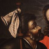 Peinture espagnole antique du XVIIe siècle, Christ et les disciples.