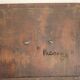 Carved wooden mirror, signed P. Guallino, "le passage", brutalist design from the 80s