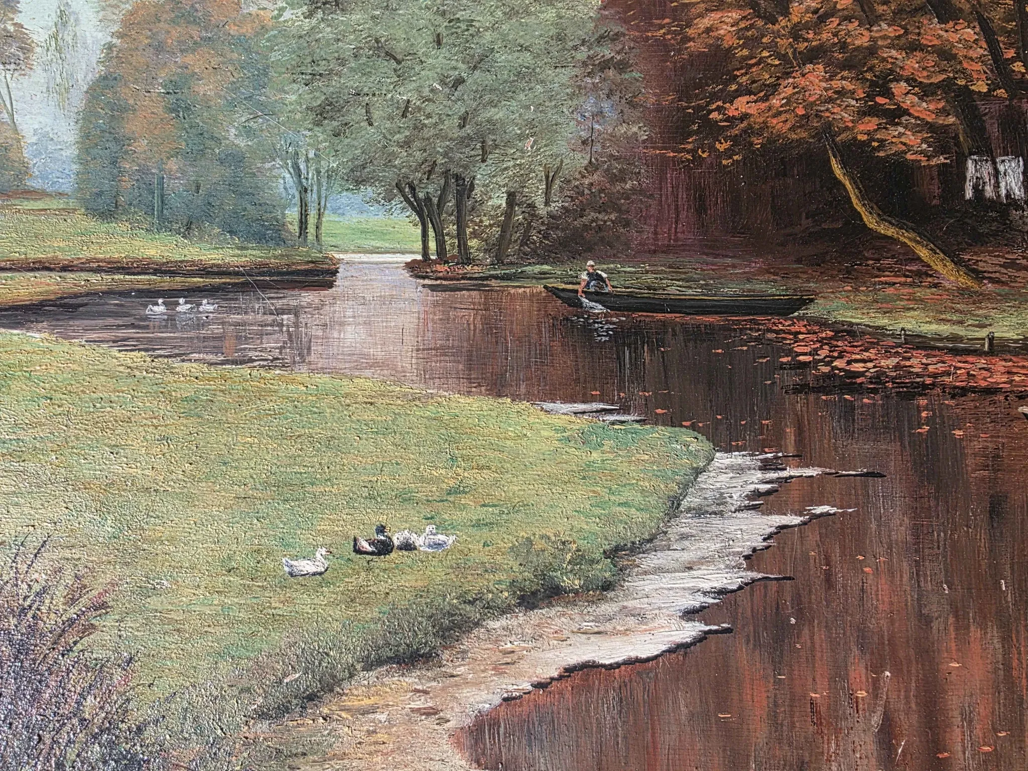 Vintage Autumn Landscape Oil Painting