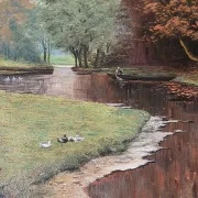 Vintage Autumn Landscape Oil Painting