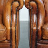 Set of 2 club chairs made of sheepskin leather