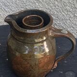 Pitcher, carafe, refreshing jug, ice cube jug, in brown glazed stoneware,