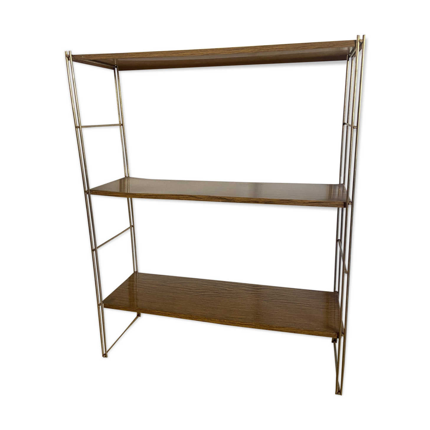 Etagère murale self vintage en métal imitation bois dans le style string ou tomado
