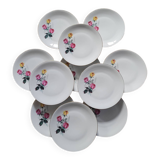 P.L. France porcelain dinner plates with roses — 1950s-60s