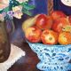 Fleurs champêtres et fruits, nature morte signée 1996
