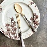 2 silver and bone salad servers