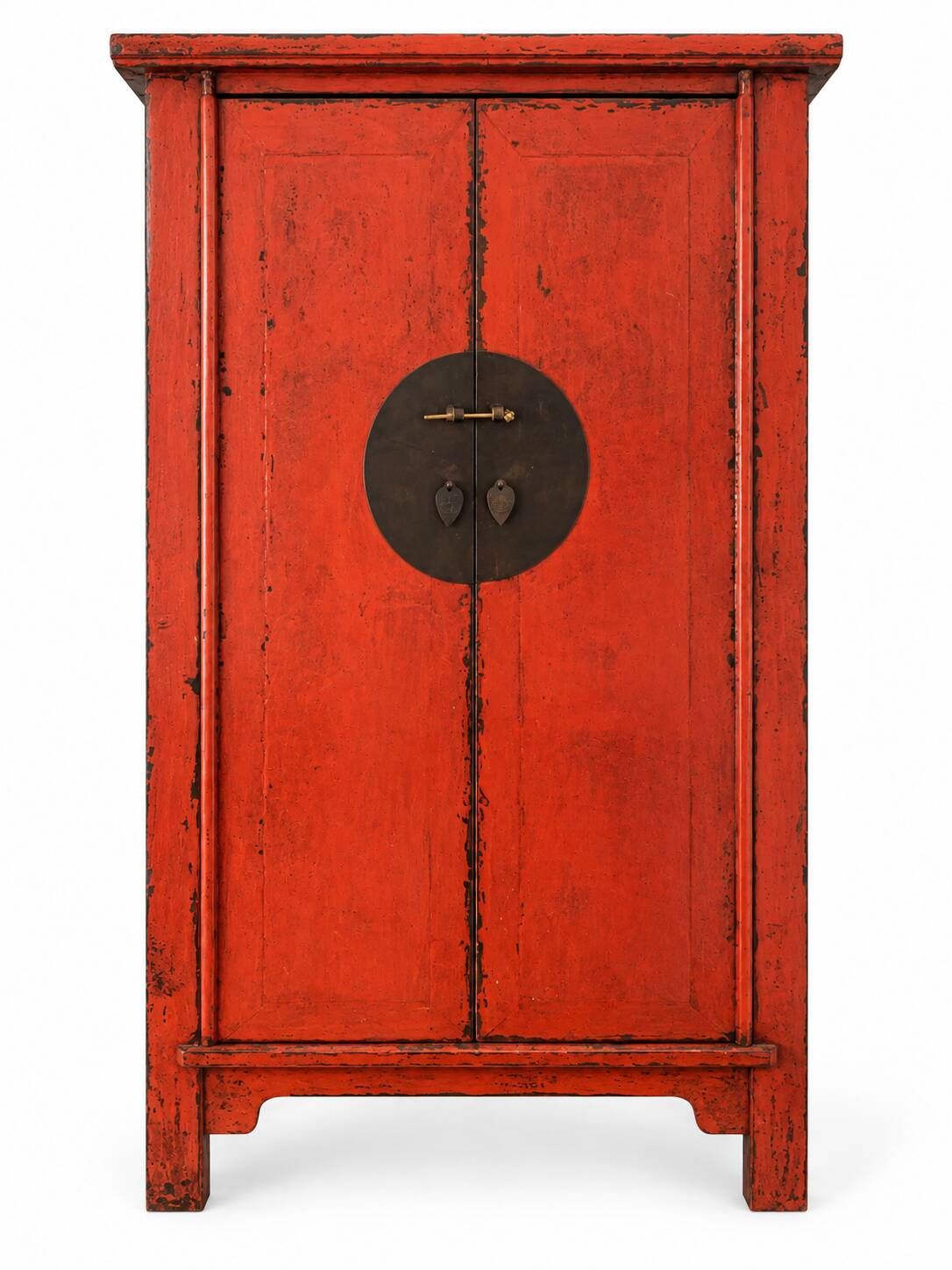 Antique Chinese Red Lacquer Cabinet – Traditional Wedding-Style Cupboard