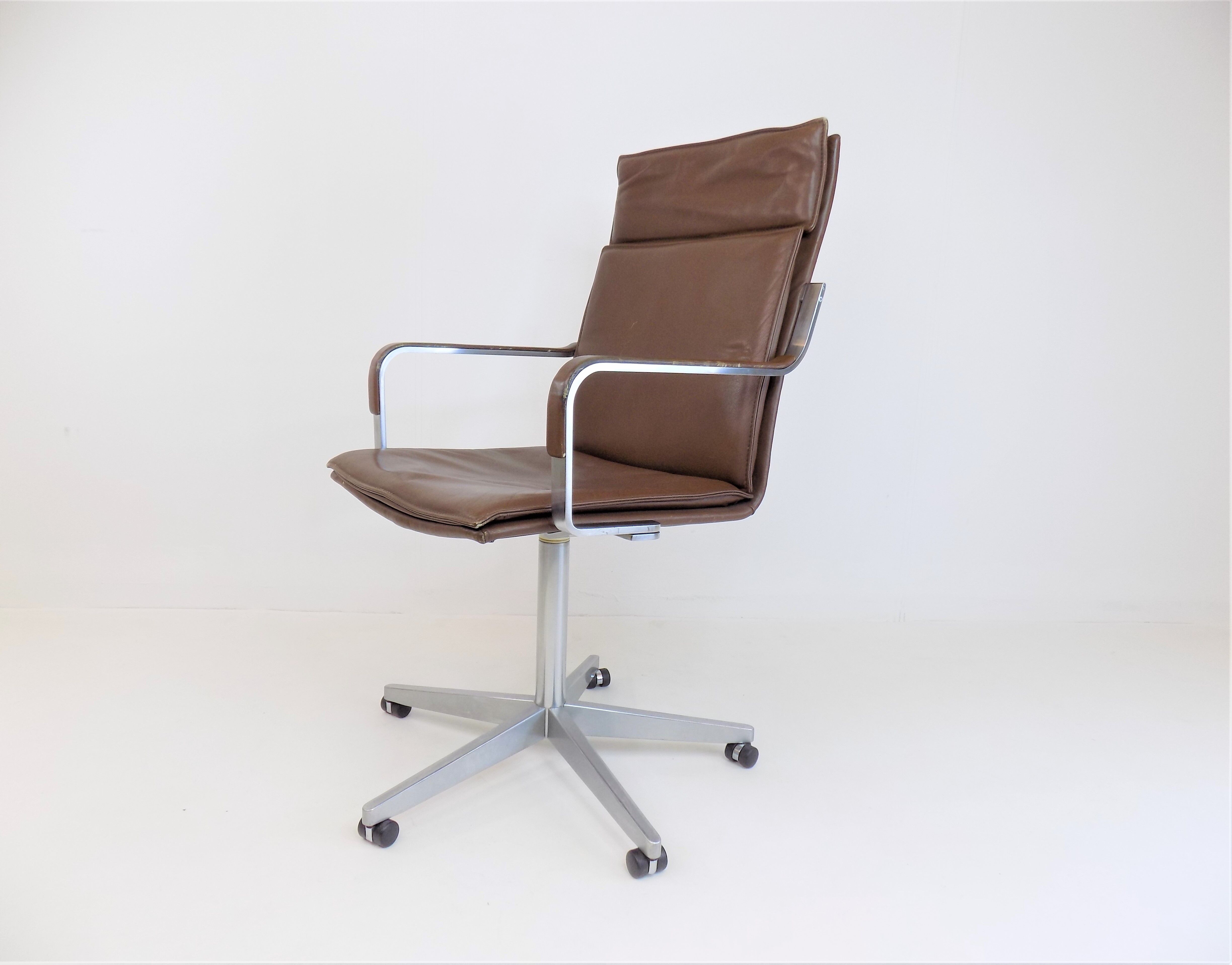 Rudolf Glatzel Leather Office Chair, Knoll