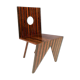 Chaise d’appoint géométrique en hêtre massif et en noyer postmoderne faite à la main, Italie années 1980