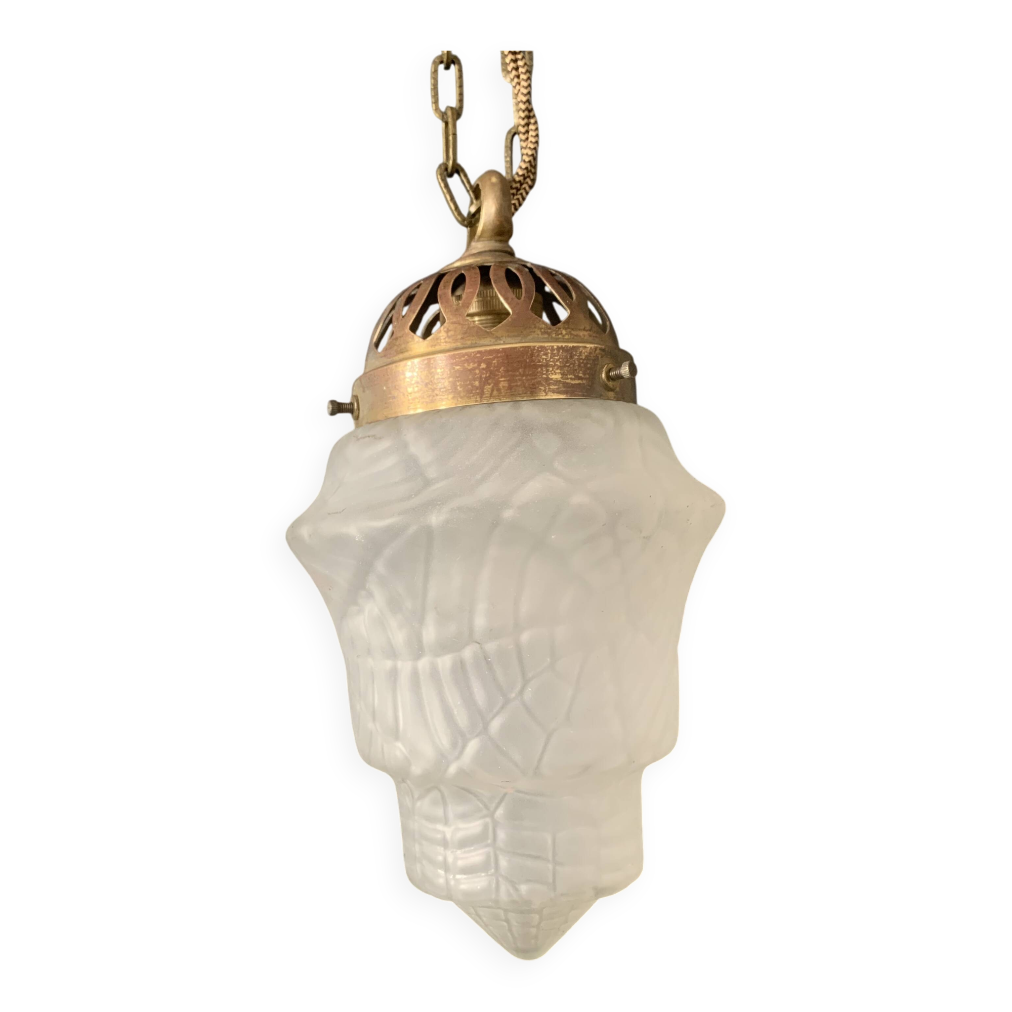 Art Deco pendant light and polished glass spider globe, 1930