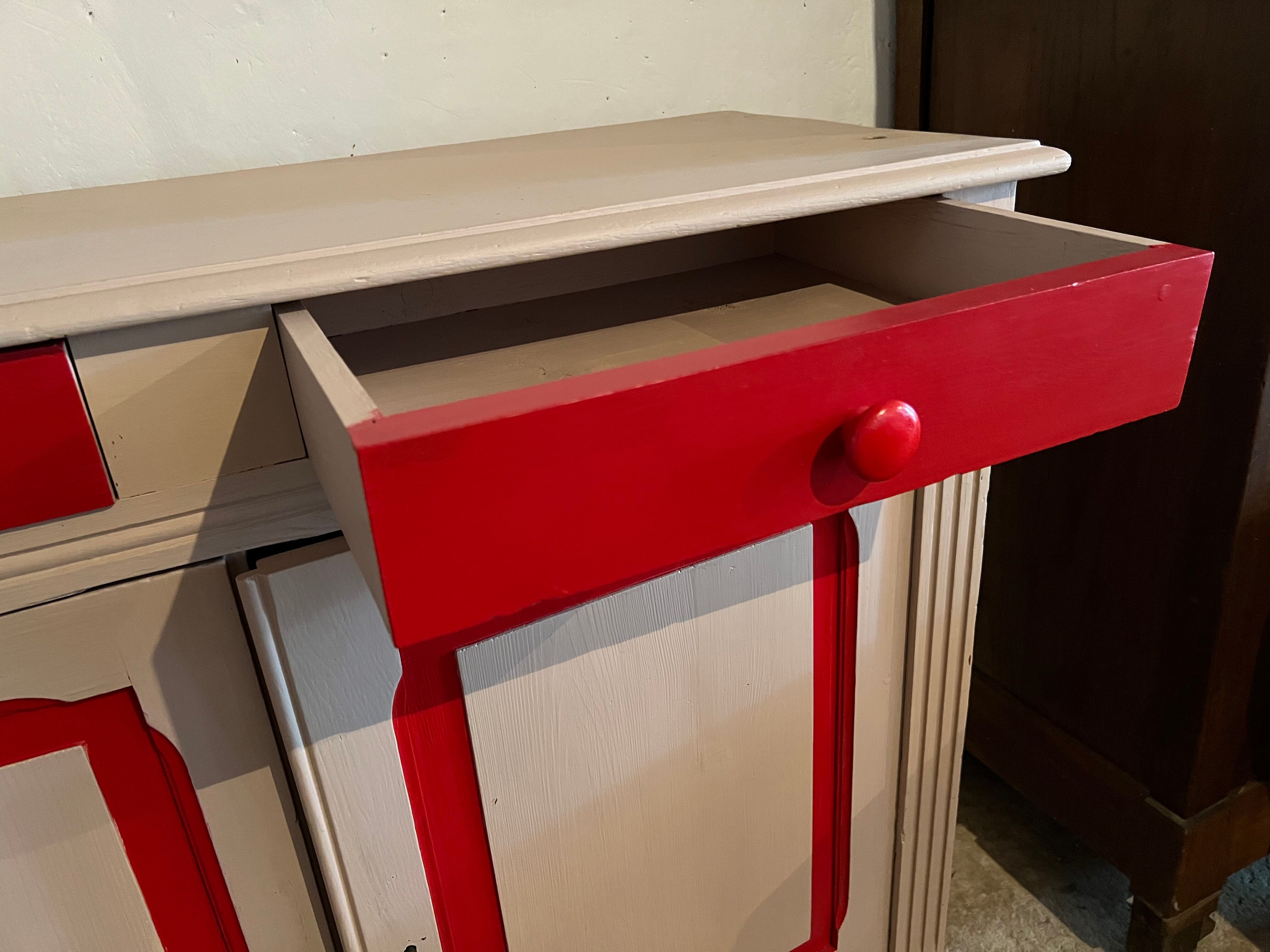 Parisian bas buffet restyled vintage red and white