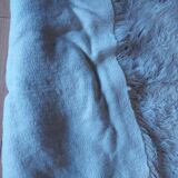 Tapis a poils longs pure laine blanc , vintage