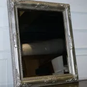 Bevelled Sculpted Silver Rectangular Mirror