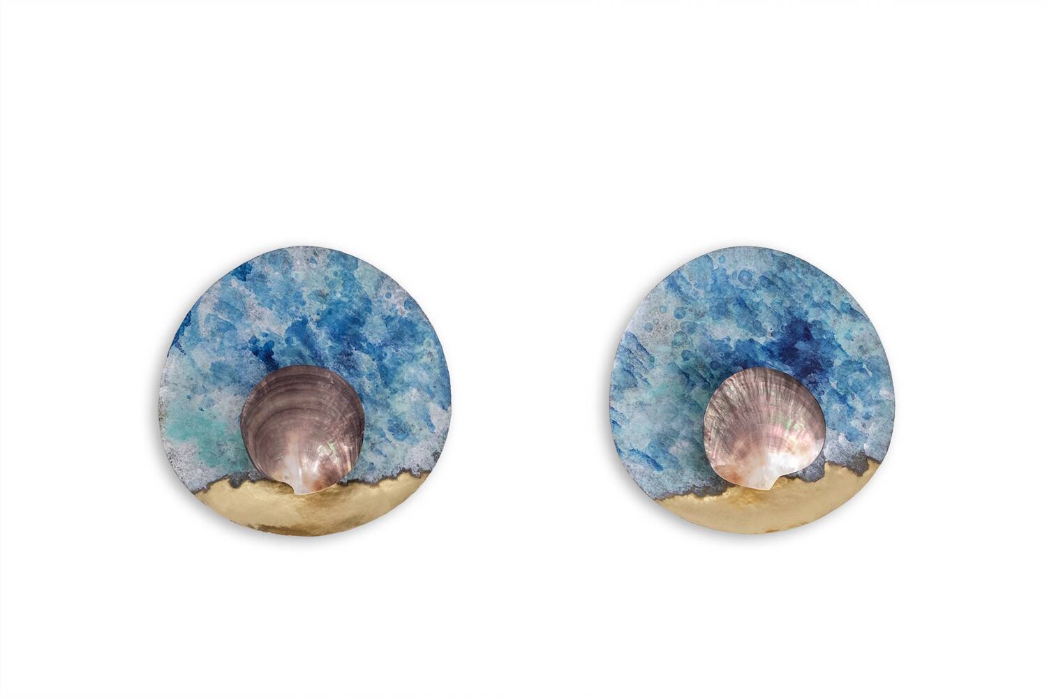 Pair of wall lights model "black mother-of-pearl". Contemporary work.