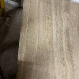 Light beige travertine Italian minimalist coffee table, solid natural stone 1980s