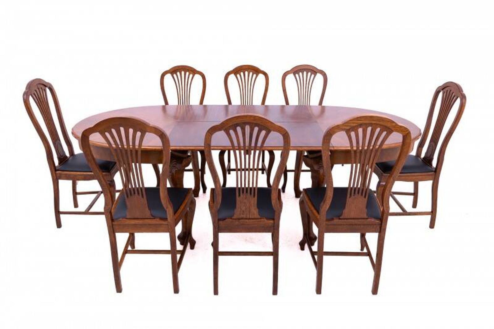 Large extendable table with eight chairs, late 19th century, France. After renovation.