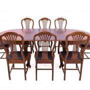 Large extendable table with eight chairs, late 19th century, France. After renovation.